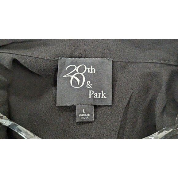 28th & Park Womens Size Large Black Embellished Sheer Open Cardigan Evening Top - Picture 7 of 10